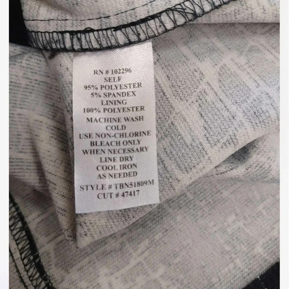 Connected Black Grey Geometric 3/4 Sleeve Midi Dress Size 10 - Picture 9 of 11